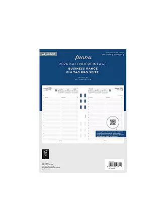 FILOFAX | Recharge d'agenda Jour en allemand A5 Multifit 2026 | 